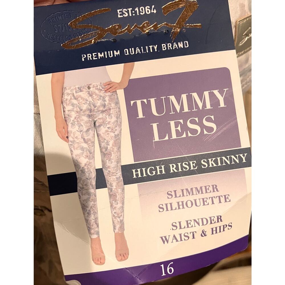 Seven7 Women’s Tummy Less High Rise Skinny‎ Jeans Floral Print Size 16 NWT